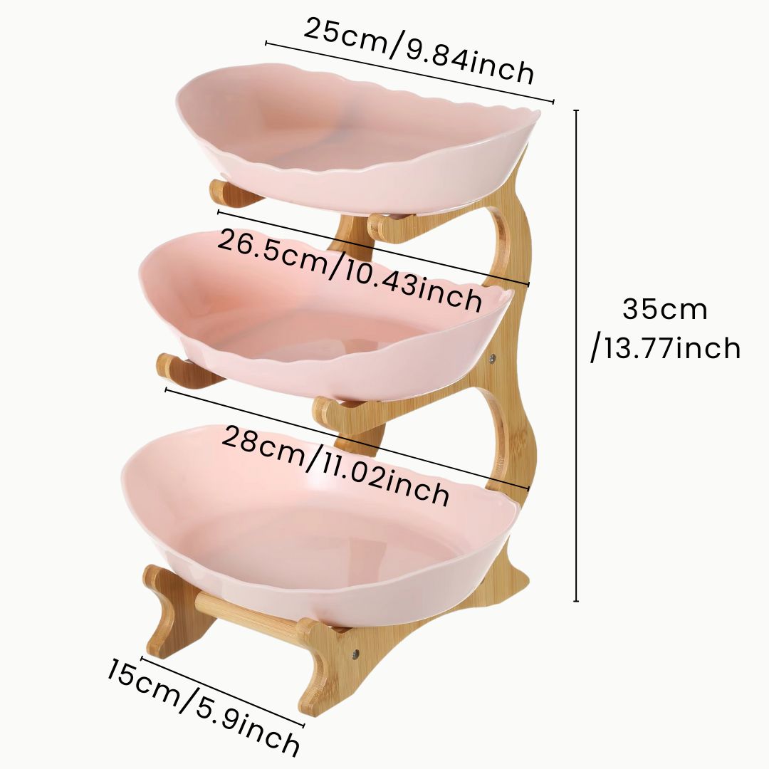 Fruit Holder – Wood 2/3 Tier Stand, Table Organizer, Multi-Purpose Storage for Fruits, Snacks & Vegetables