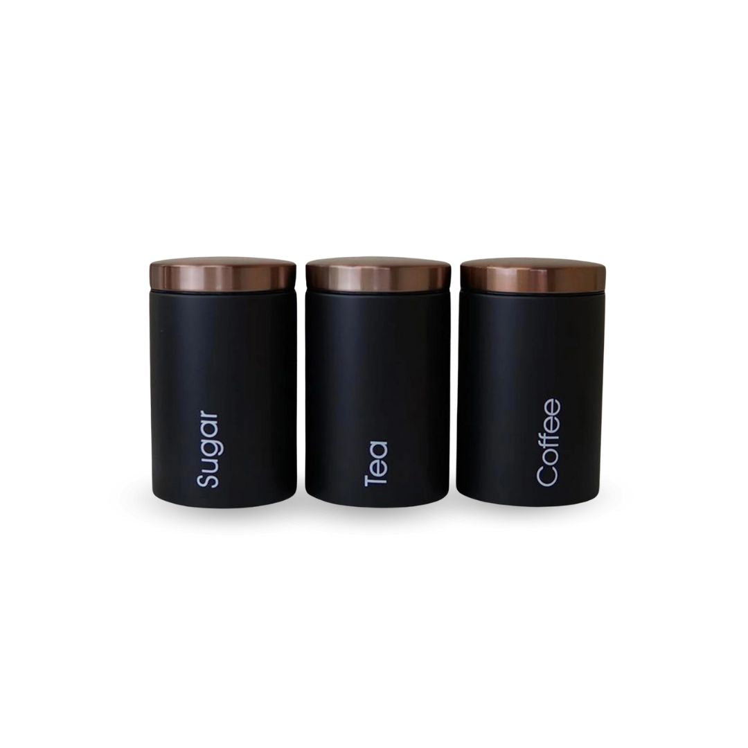 Canister Set - 3-Piece Kitchen Storage Containers for Tea, Coffee, Sugar, Food Organizer Jars