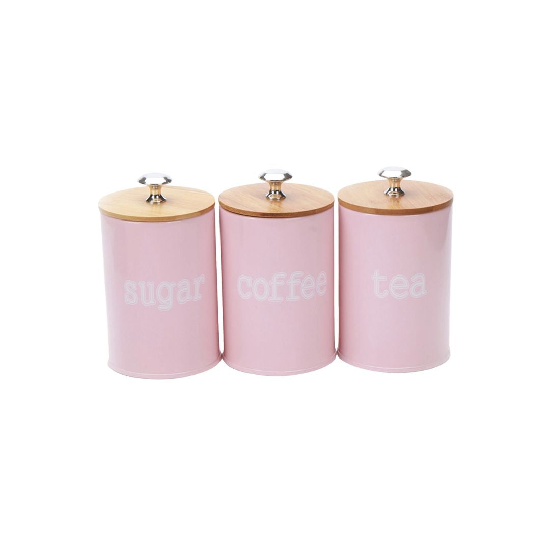 Canister Set - 3-Piece Kitchen Storage Containers for Tea, Coffee, Sugar, Food Organizer Jars