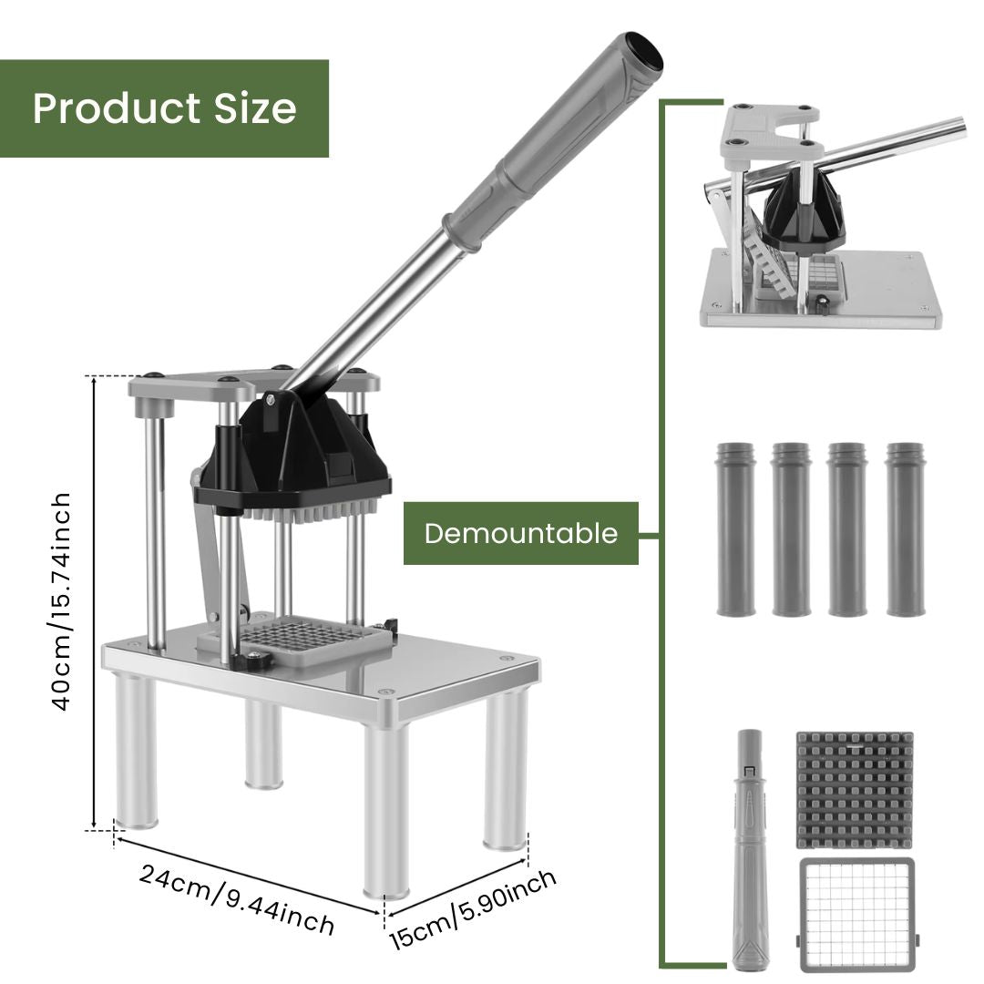 French Fry Cutter - Heavy Duty Stainless Steel Commercial Vegetable Chopper and Food Dicer for kitchen