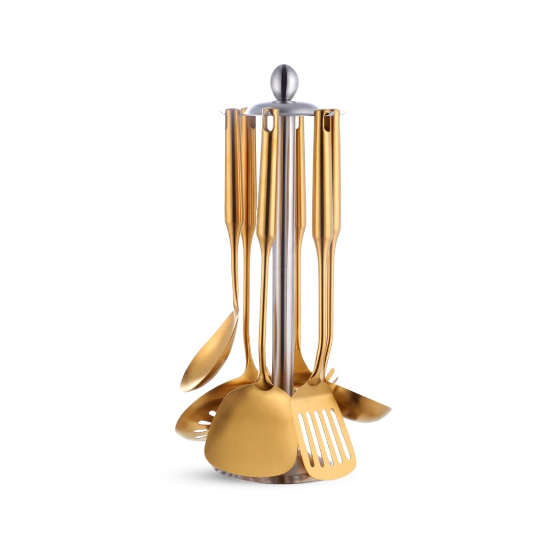 Golden Kitchen Utensils - Gold Flatware Set with Spatula & Accessories