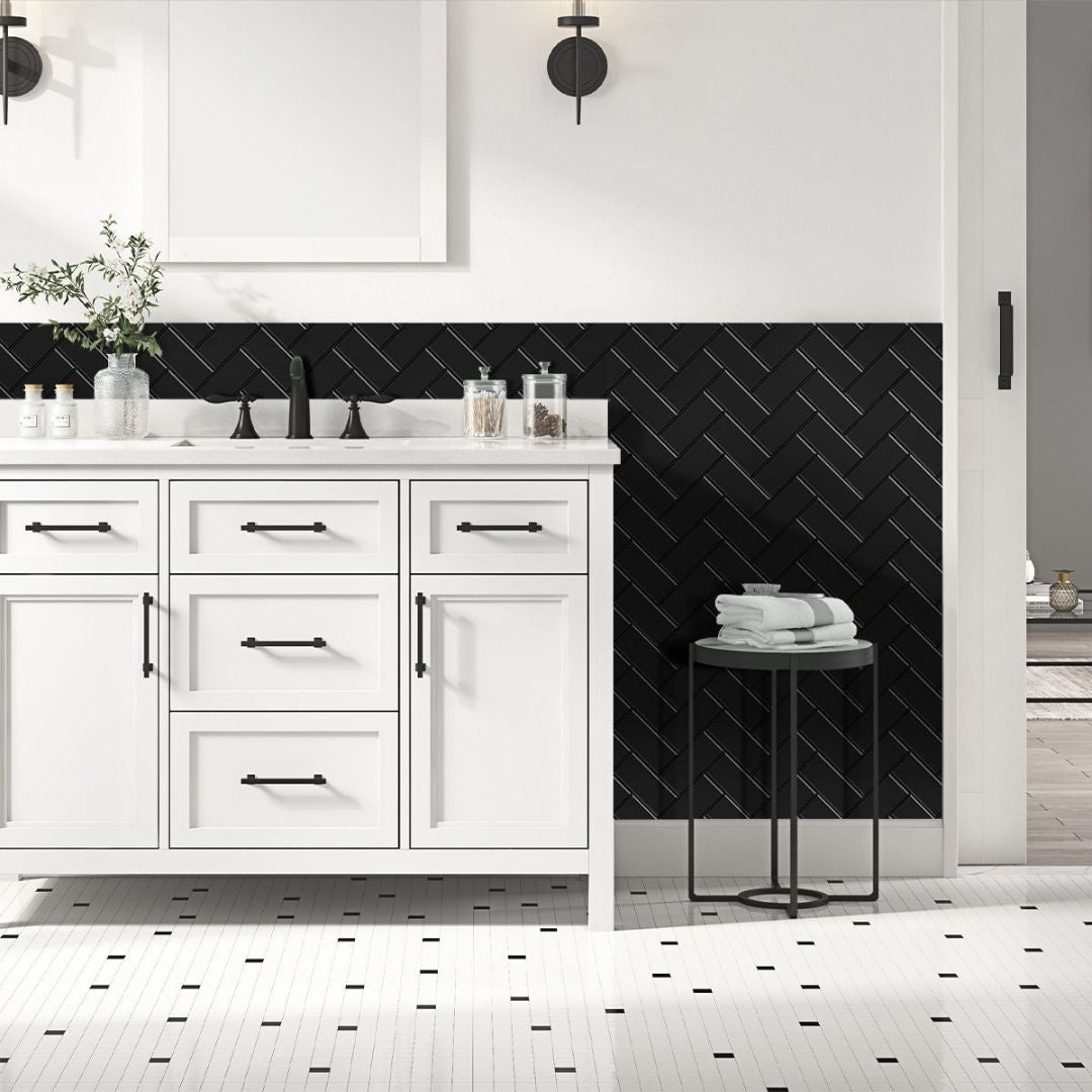 Herringbone Wallpaper – Peel and Stick 3D Sheets for Bathroom or Kitchen Usage