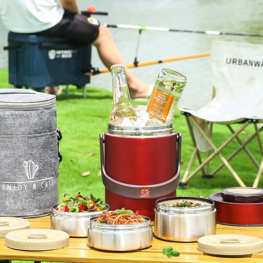 Insulated Bento Box - Stainless Steel Thermal Lunch Container with 3 Tiers