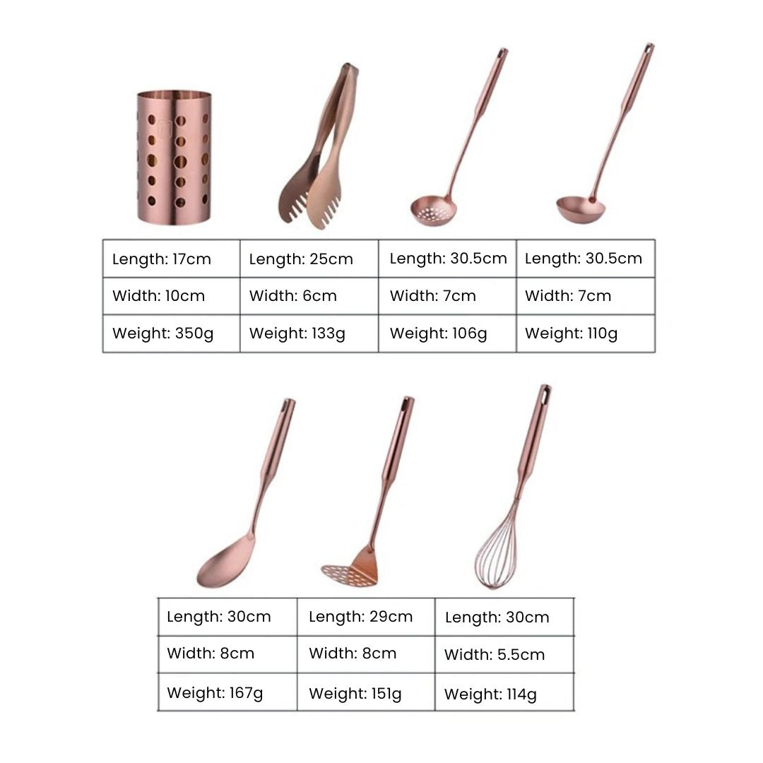 Kitchen Utensil Set - Cookware Colander Tools with Skimmer, Ladle & Tongs