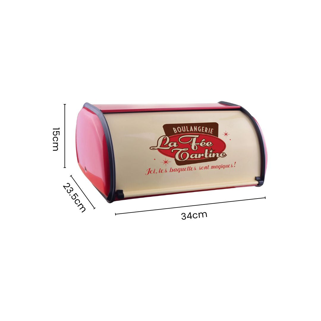 Metal Bread Box - Retro Metal Bread Bin with Lid & Vintage Bread Box