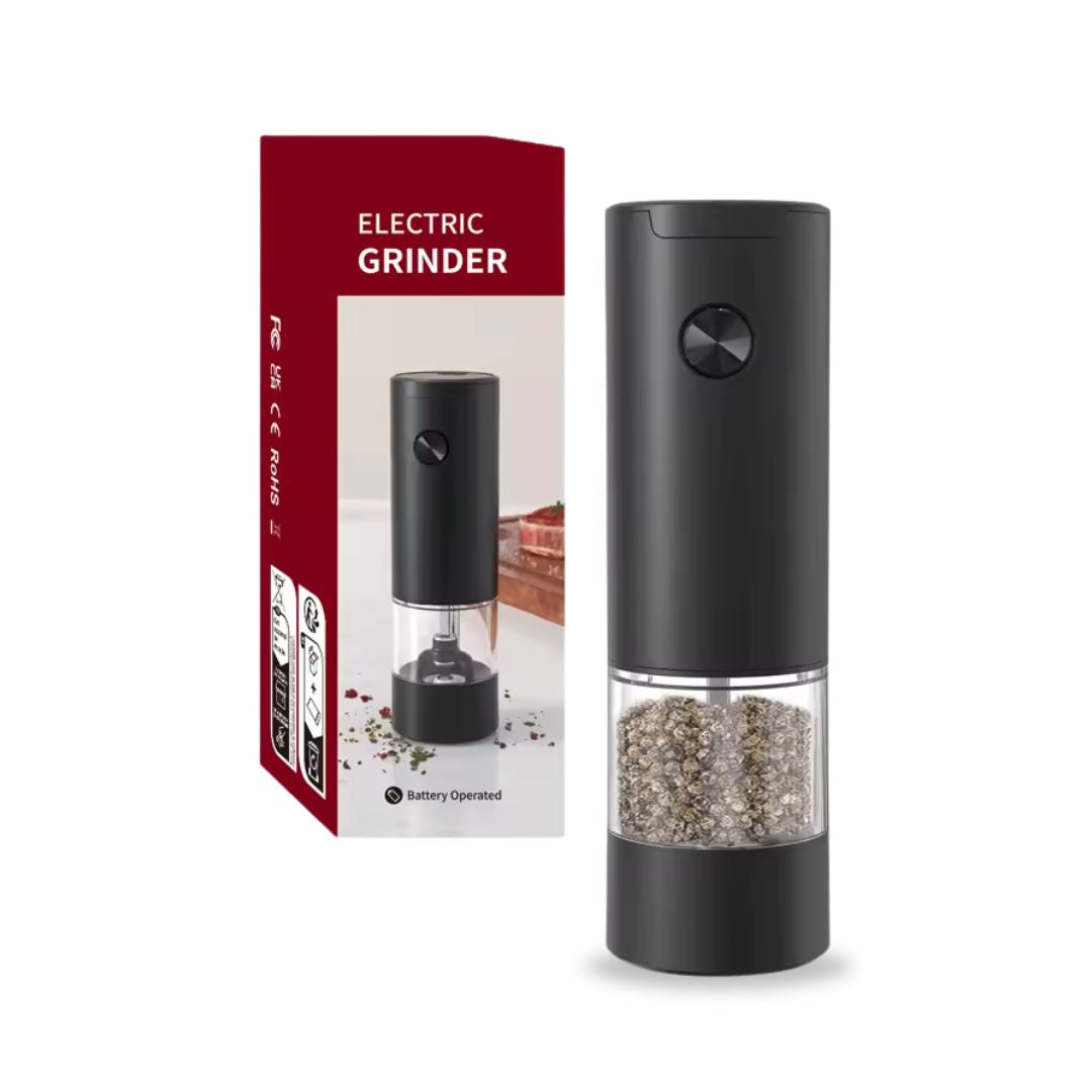 Electric Salt and Pepper Shakers | Stainless Steel with Adjustable Grind and LED Light