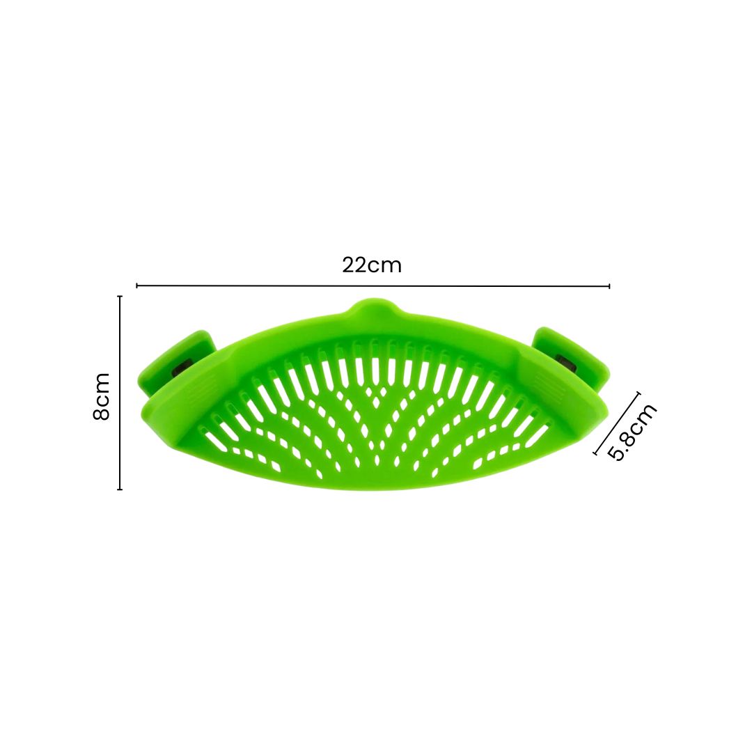 Pot Strainer - Silicone Clip-On Drainer for Pasta & Fruit