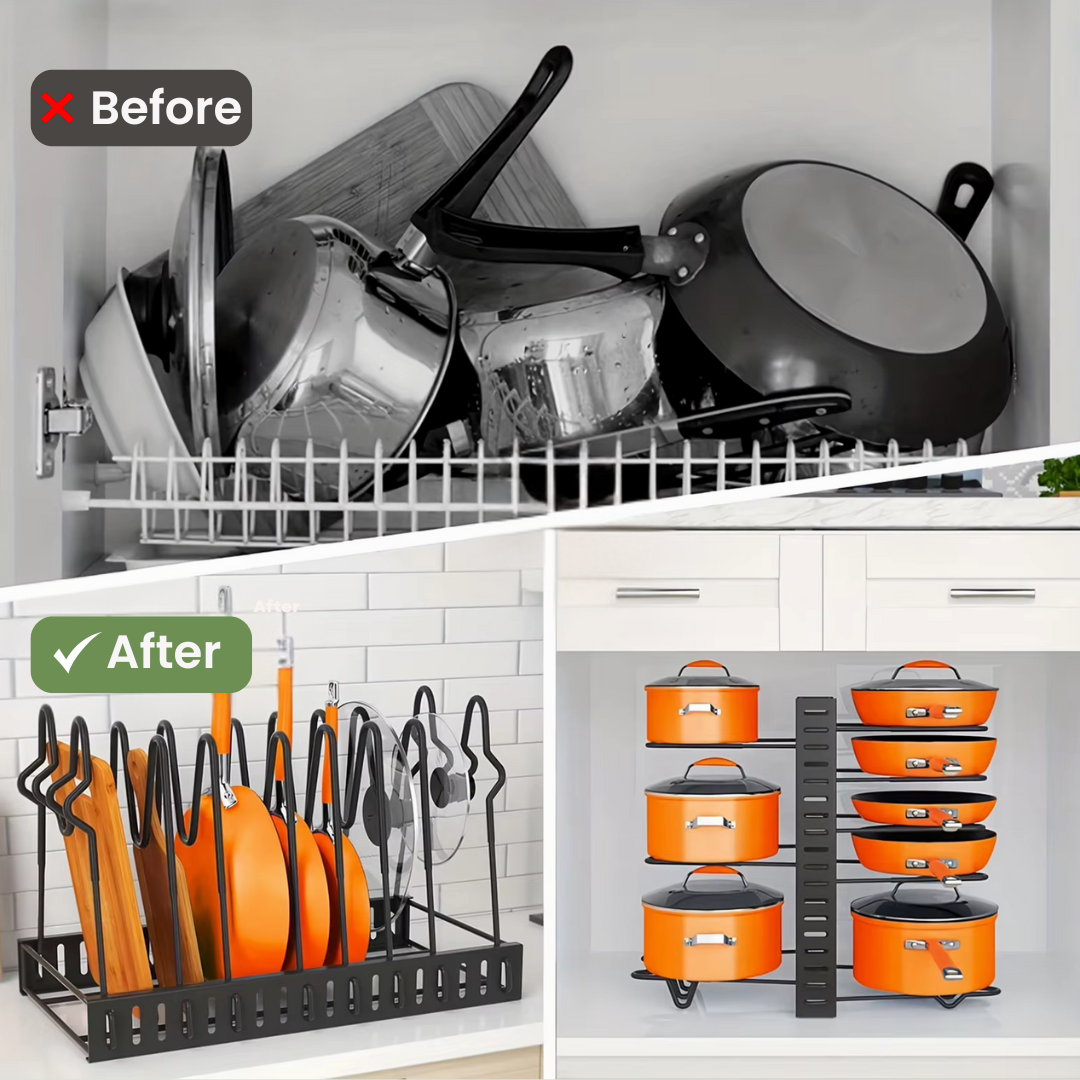 Pots and Pan Organizer Convert Cluter Free Kitchen
