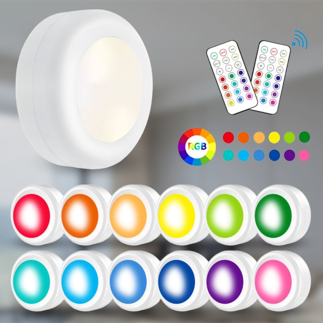 Puck Lights With Remote Control - 13 Colors And 20 Feet Range Wireless Battery Operated LED