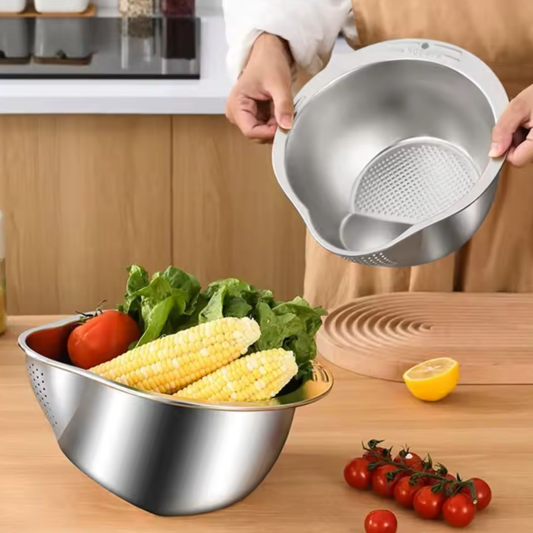 Rice Washer -  Kitchen Strainer Bowl for Vegetables, Fruits, & Rice
