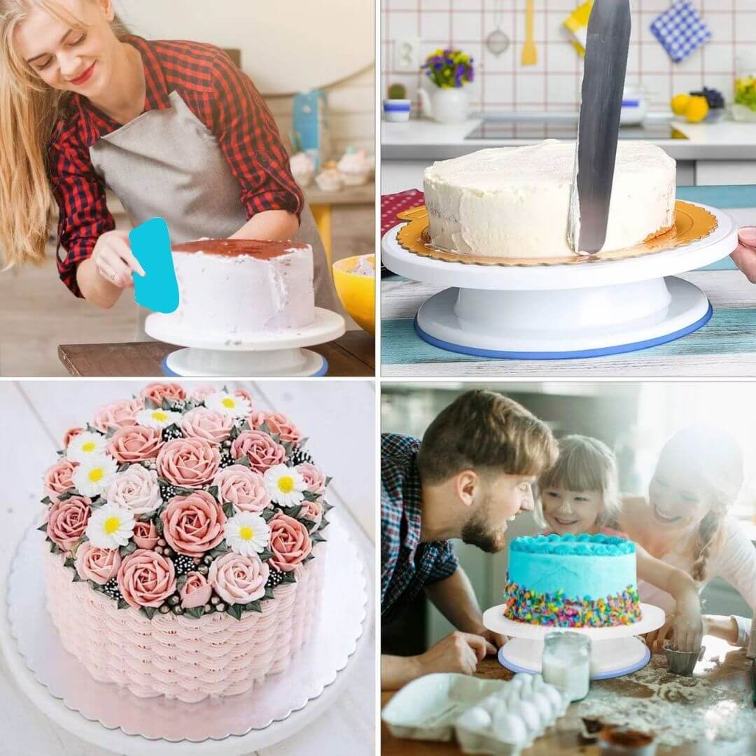 Rotating Cake Stand - 35 Piece Cake Decorating Tools with Stainless Steel Turntable, Piping Tips, Scrapers, and Spatulas