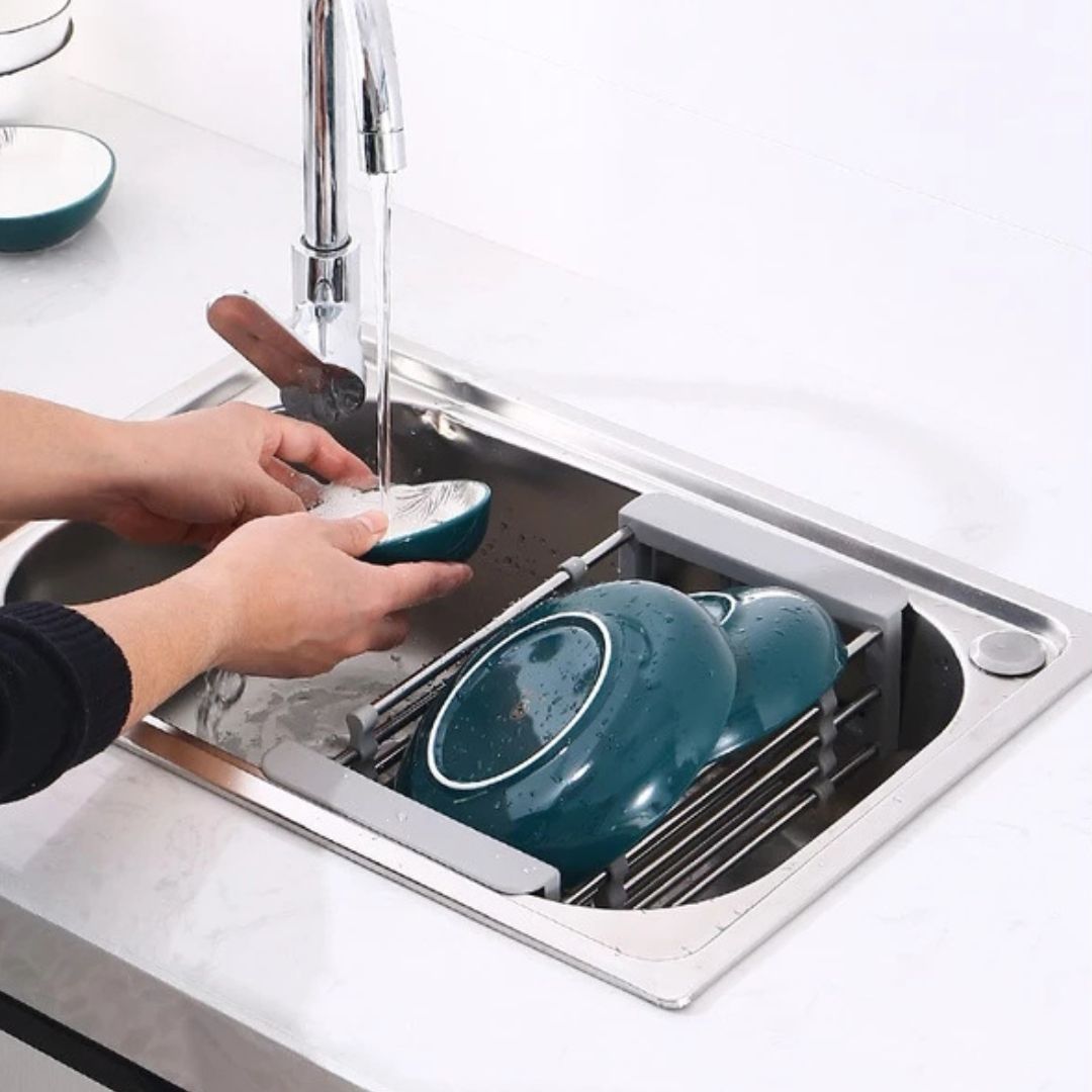 Sink Drain Rack - Portable Over Sink Dish Drying Rack for Kitchen