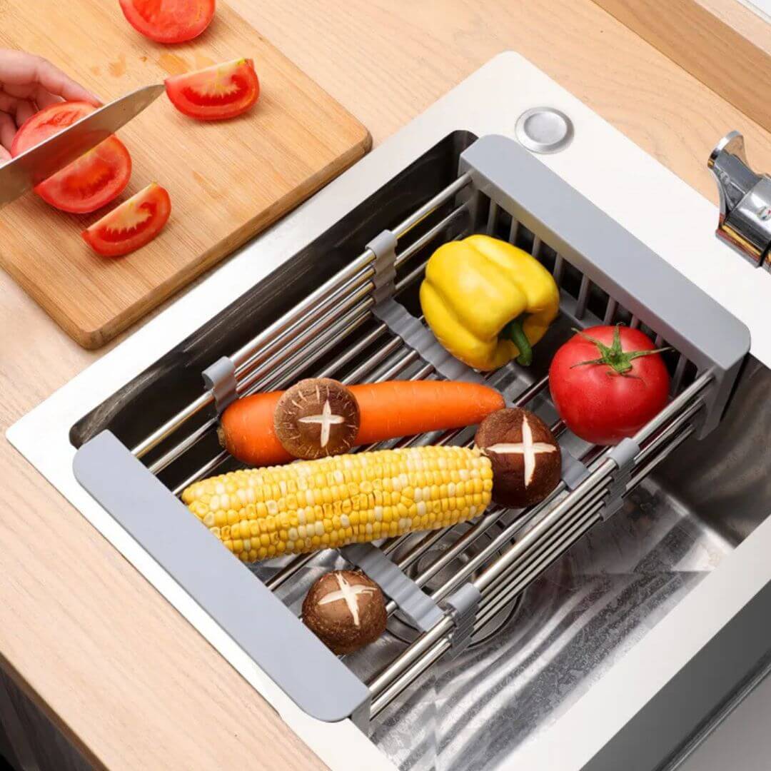Sink Drain Rack - Portable Over Sink Dish Drying Rack for Kitchen