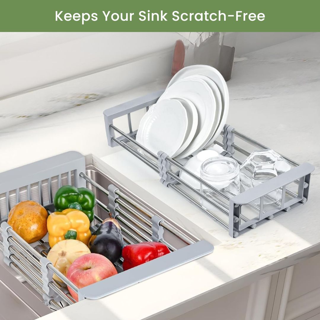 Sink Drain Rack - Portable Over Sink Dish Drying Rack for Kitchen