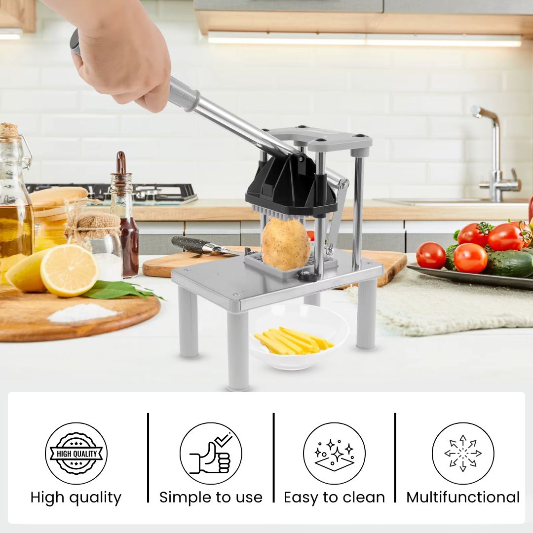 French Fry Cutter - Heavy Duty Stainless Steel Commercial Vegetable Chopper and Food Dicer for kitchen