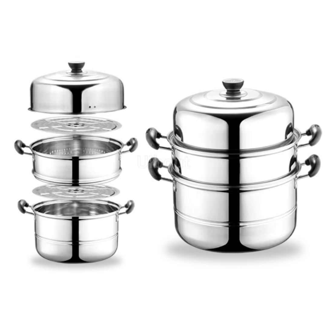 Stainless Steel Steaming Pot - Large Steam Cookware for Gas Stove, & More