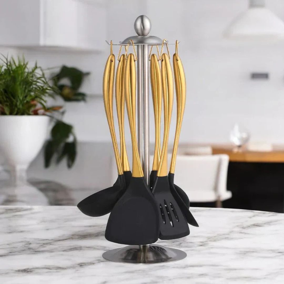 Stainless Steel Cooking Utensils Set & Kitchen Tools for Nonstick Cookware