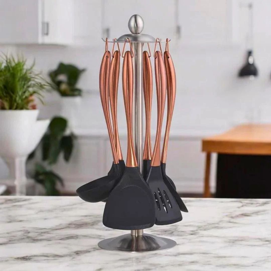 Stainless Steel Cooking Utensils Set & Kitchen Tools for Nonstick Cookware