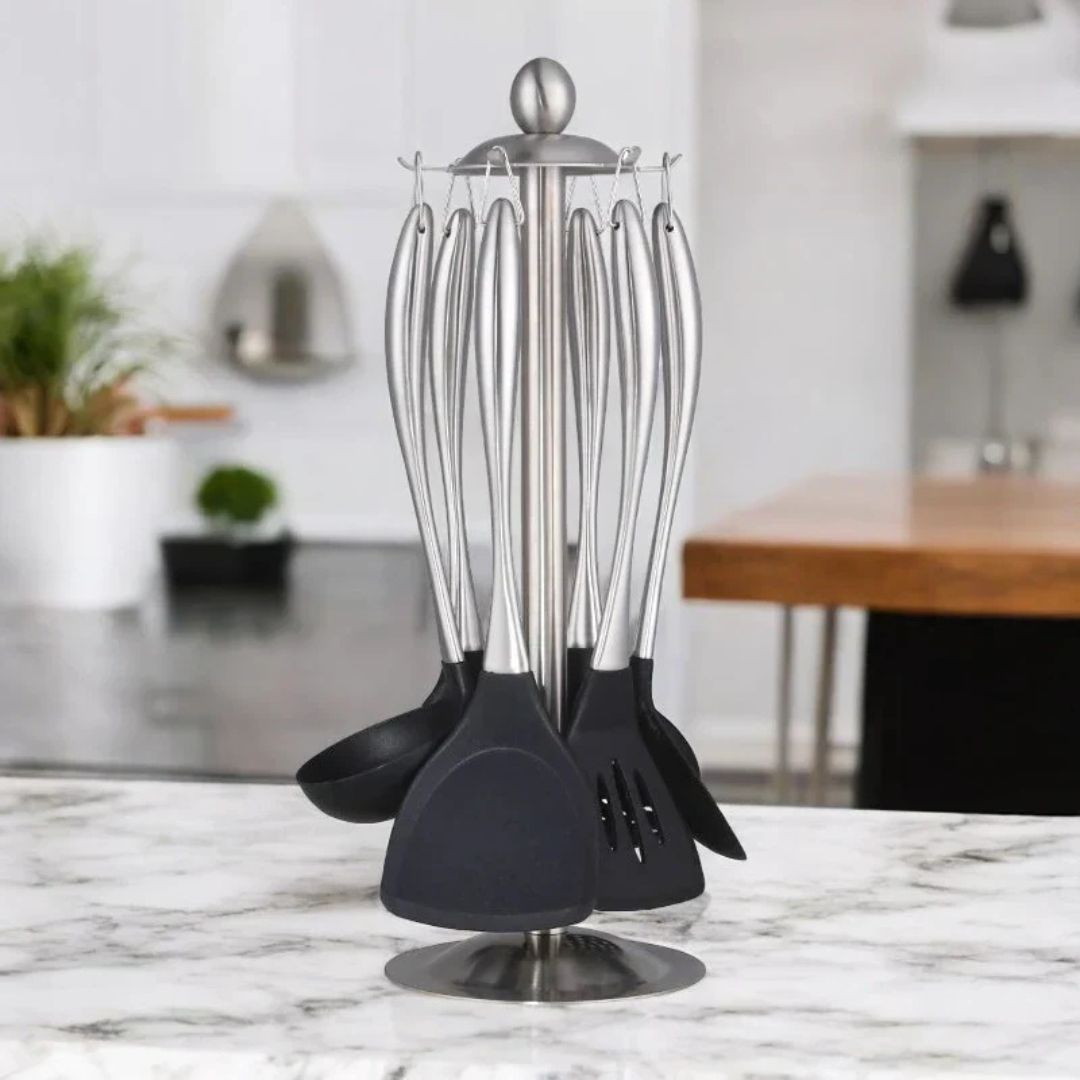 Stainless Steel Cooking Utensils Set & Kitchen Tools for Nonstick Cookware