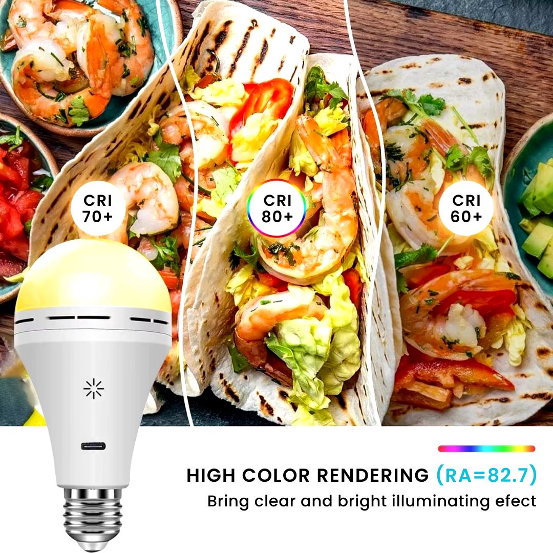 Rechargeable Light Bulb - 24 Hour Battery Life, Remote & Touch Control, USB-C Charging