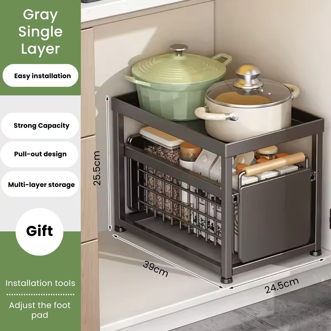 Under Sink Organizer - Multipurpose Shelf with Sliding Drawer for Kitchen & Bath