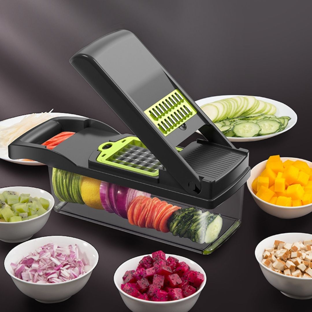 Vegetable Chopper and Slicer - Stainless Steel Dicer, Grater, and Cutter for Kitchen