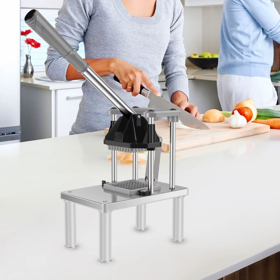 French Fry Cutter - Heavy Duty Stainless Steel Commercial Vegetable Chopper and Food Dicer for kitchen
