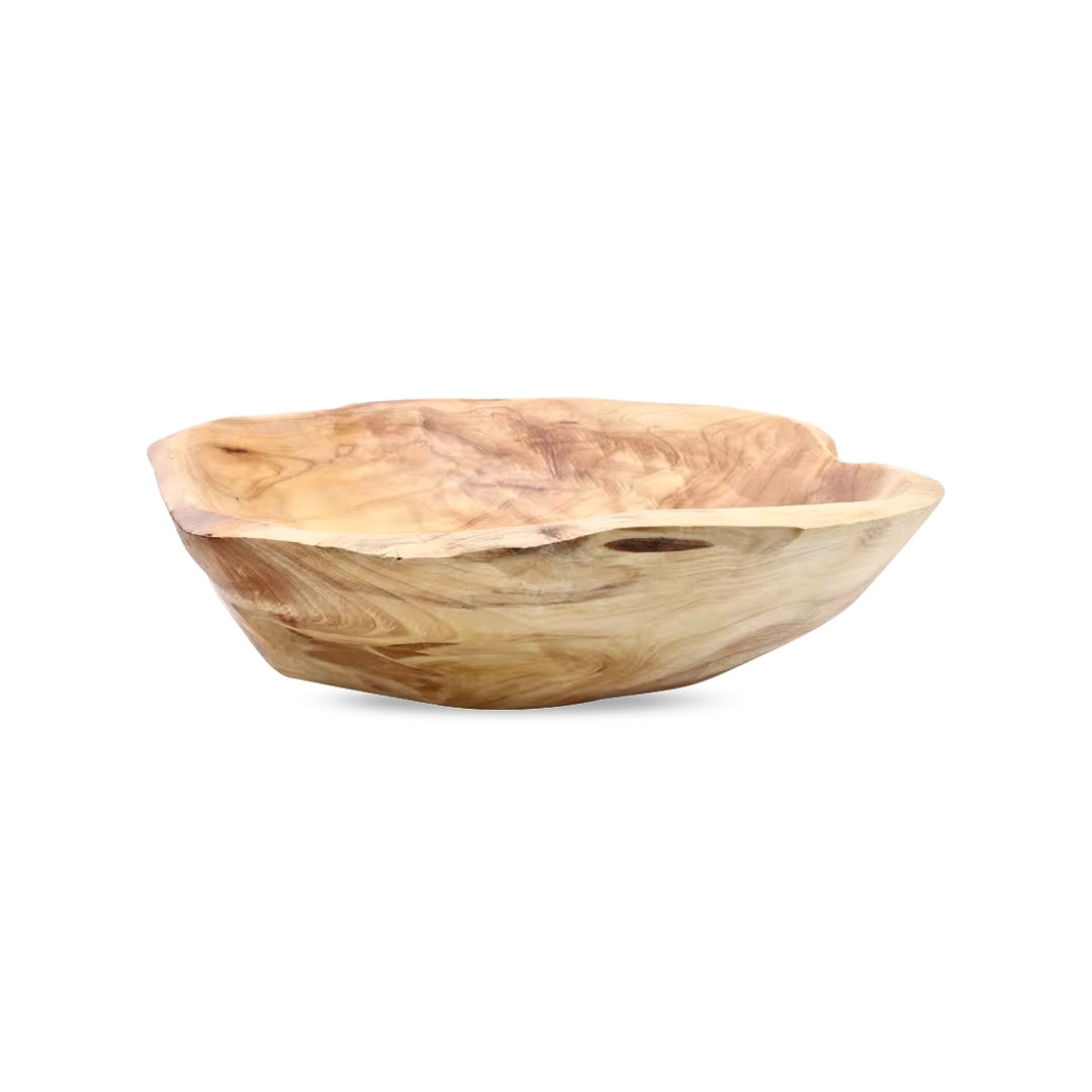 Vintage Wooden Bowl - Handcrafted Rustic Decorative Bowl for Salad, Serving, Fruit and Home Decor