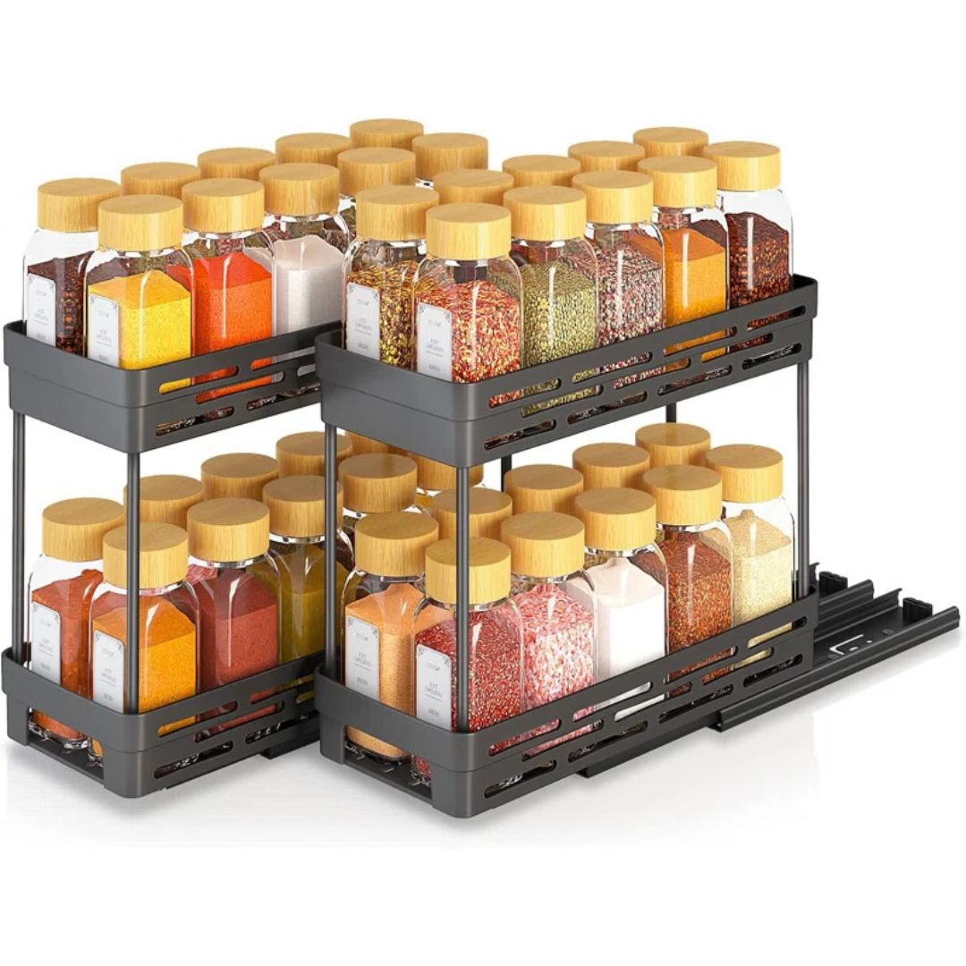 Spice Racks for Cabinets - Pull Out Organizer for Counter & Pantry
