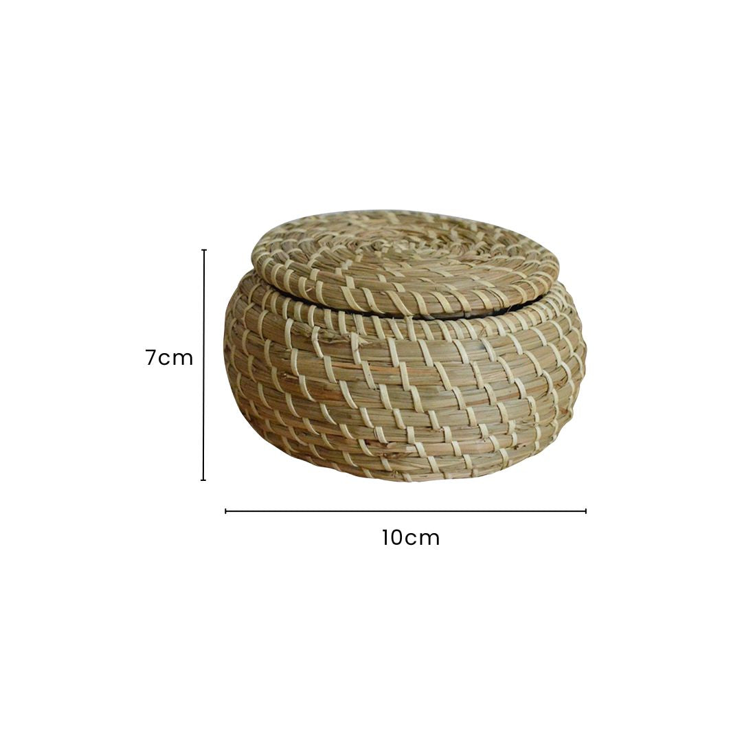 Wicker Basket With Lid - 3-Piece Durable Hand Woven Storage Baskets for Eco-Friendly Home Organization