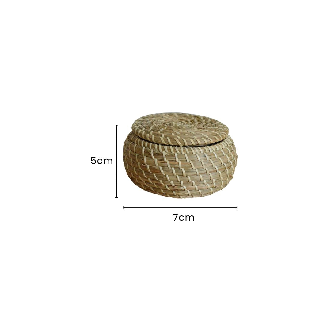 Wicker Basket With Lid - 3-Piece Durable Hand Woven Storage Baskets for Eco-Friendly Home Organization
