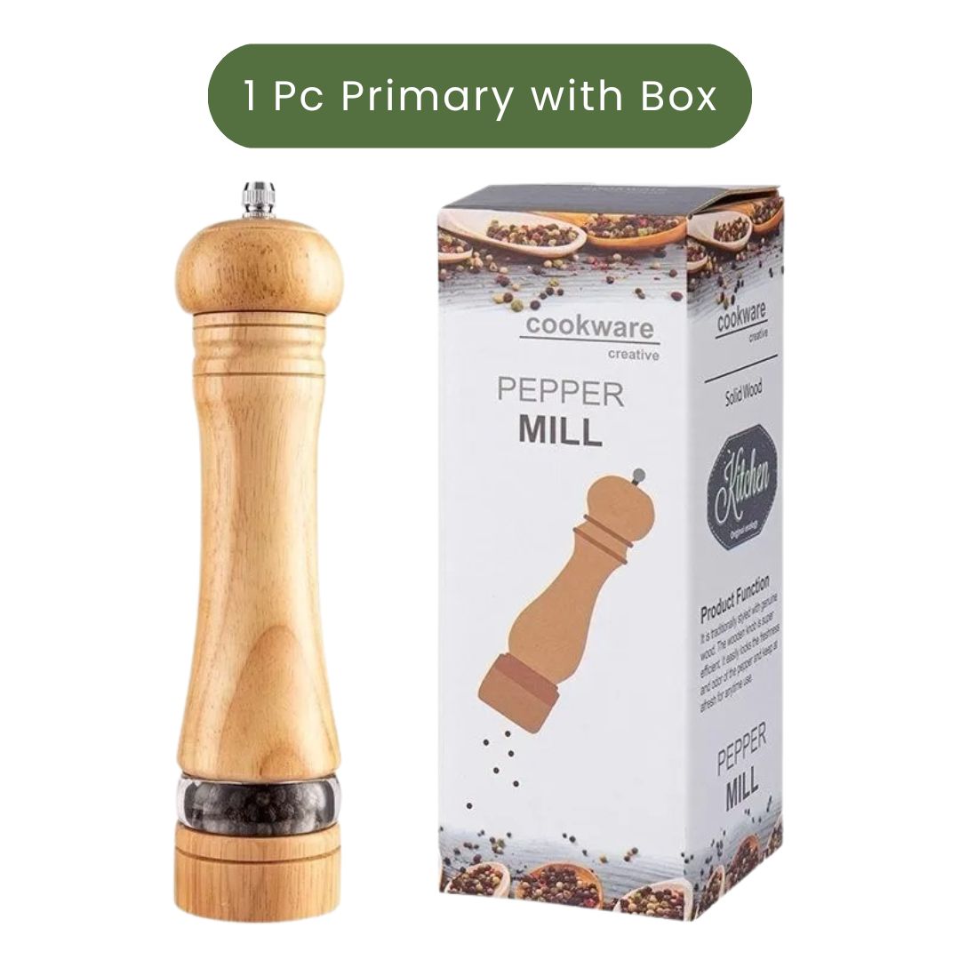 Wooden Salt and Pepper Shakers - Solid Wood Spice Mills with Adjustable Ceramic Grinder for Black Pepper and Sea Salt