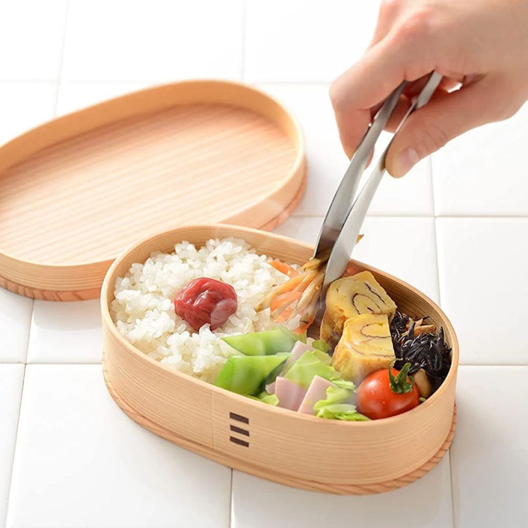 Wooden Bento Box - Traditional Lunch Box with Compartments, Portable and Reusable Meal Container