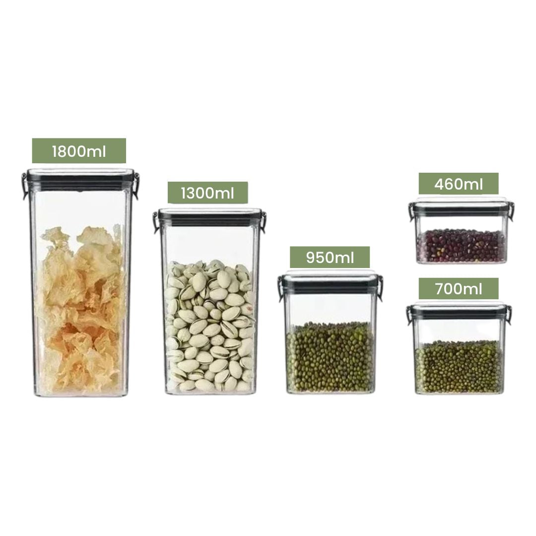 Airtight Food Storage Containers – 460 to 1800 ml Premium Canister for Pantry Organization and Dry Foods