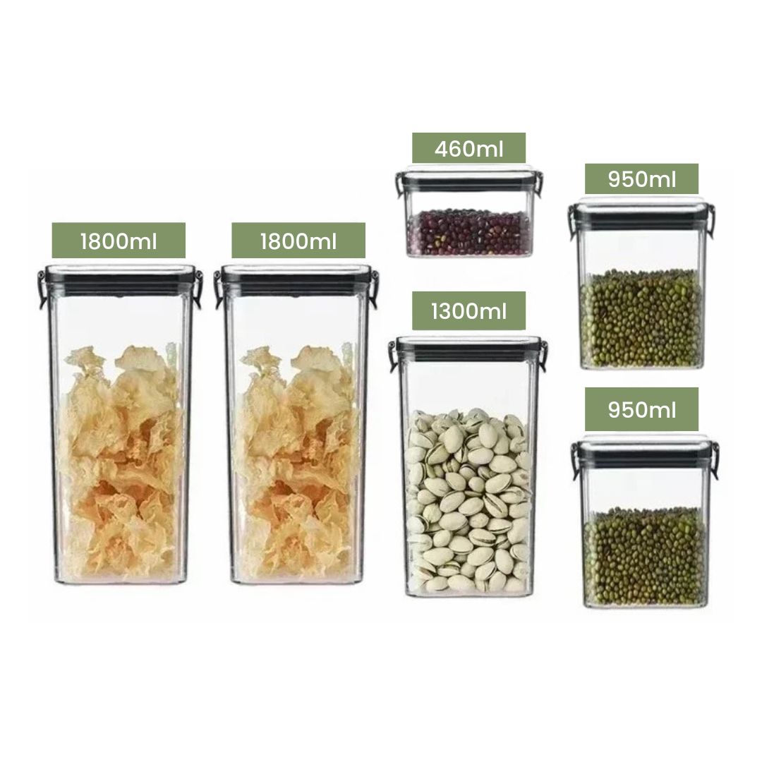 Airtight Food Storage Containers – 460 to 1800 ml Premium Canister for Pantry Organization and Dry Foods