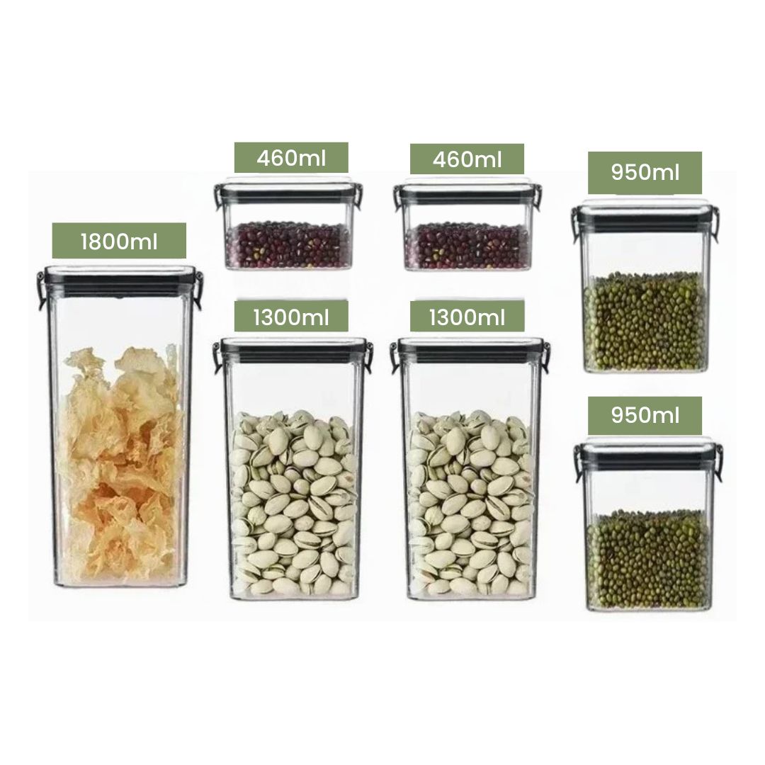Airtight Food Storage Containers – 460 to 1800 ml Premium Canister for Pantry Organization and Dry Foods