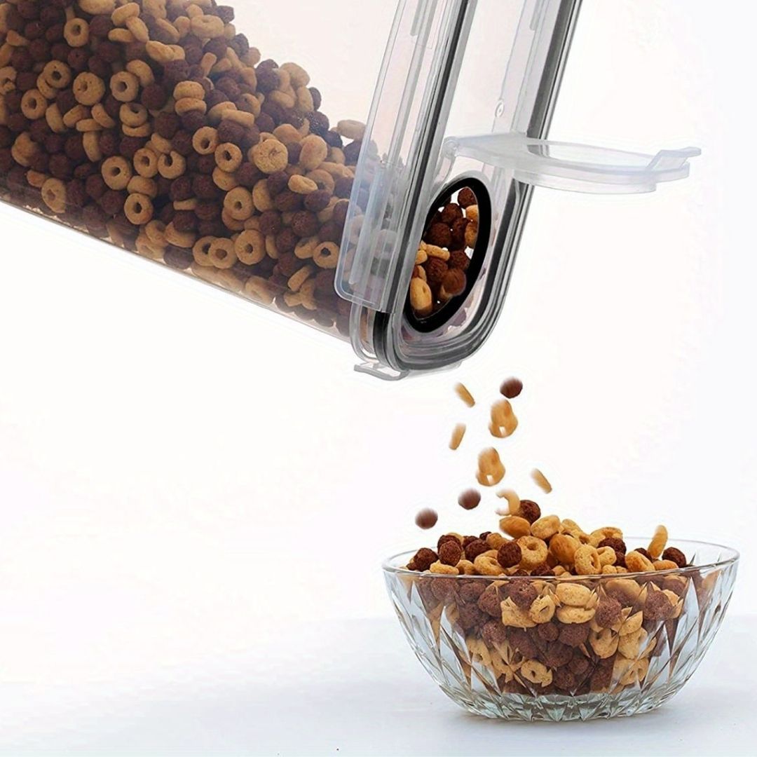 Cereal Container - 3-Piece Transparent Airtight Kitchen Storage Set for Dry Food, Bulk Goods and Pantry Organization