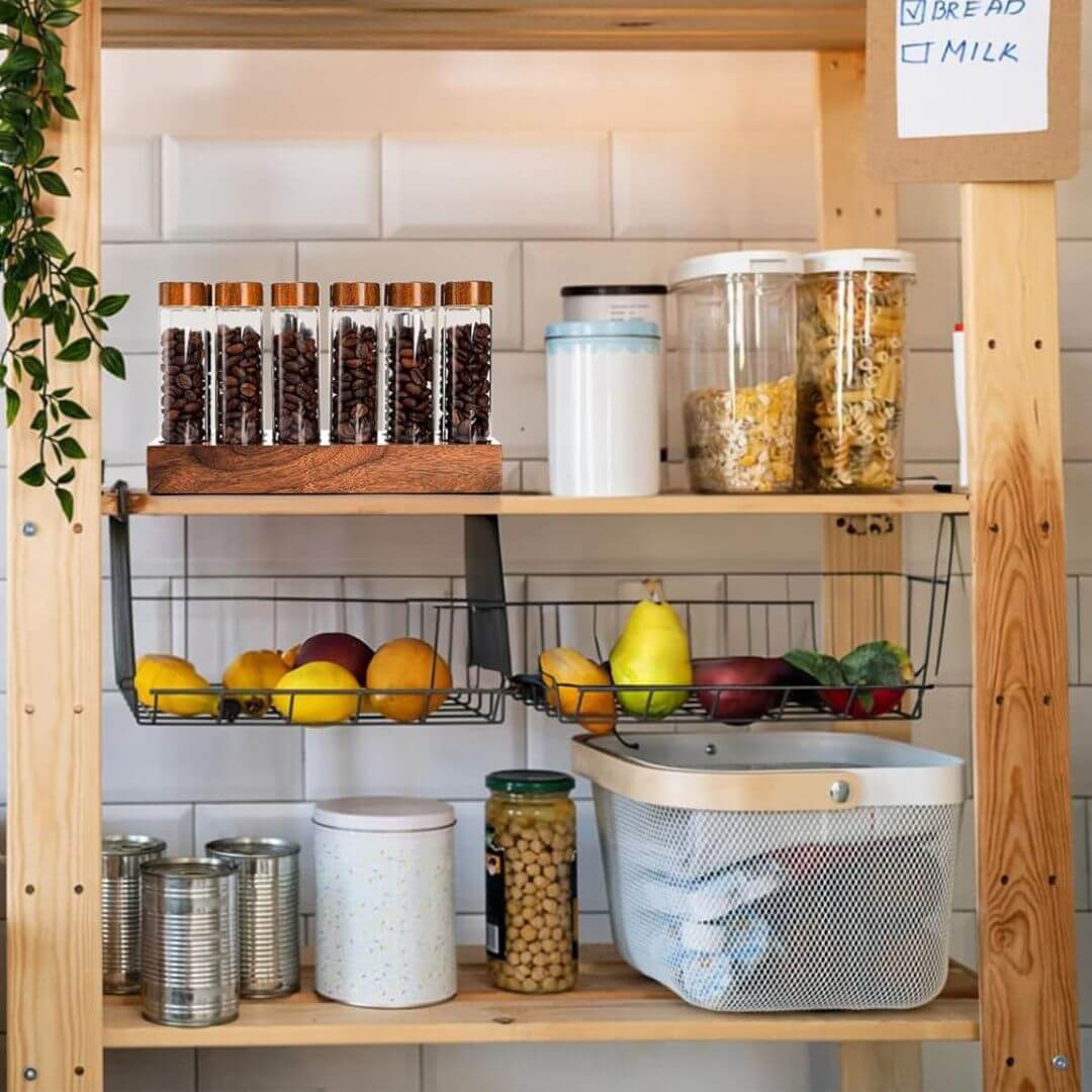 Coffee Storage Container- Stylish Coffee Beans Storage with Glass Tubes and Modern Wooden Display