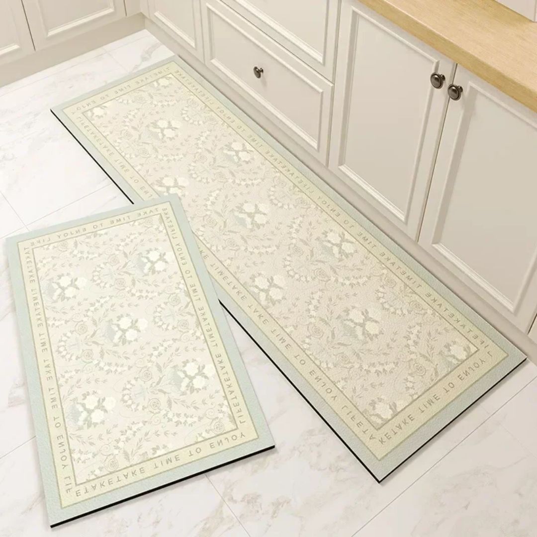Floral Kitchen Mat – Waterproof, Non-Slip, Anti-Fatigue Comfort for Kitchen & Entryways