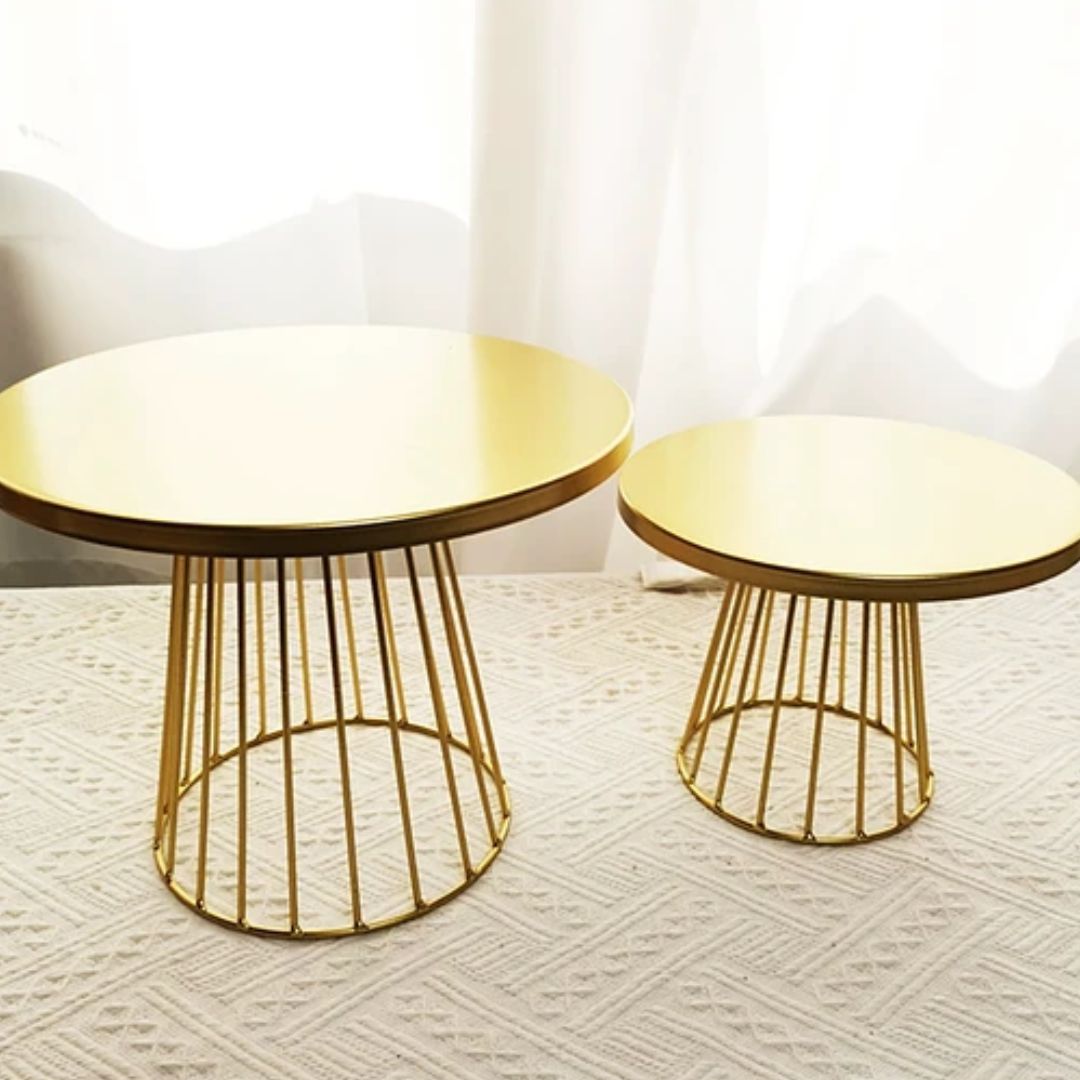 Gold Cake Stand - Metal Dessert Display Set, Wedding Party Cake Stand, Tray Platter for Serving