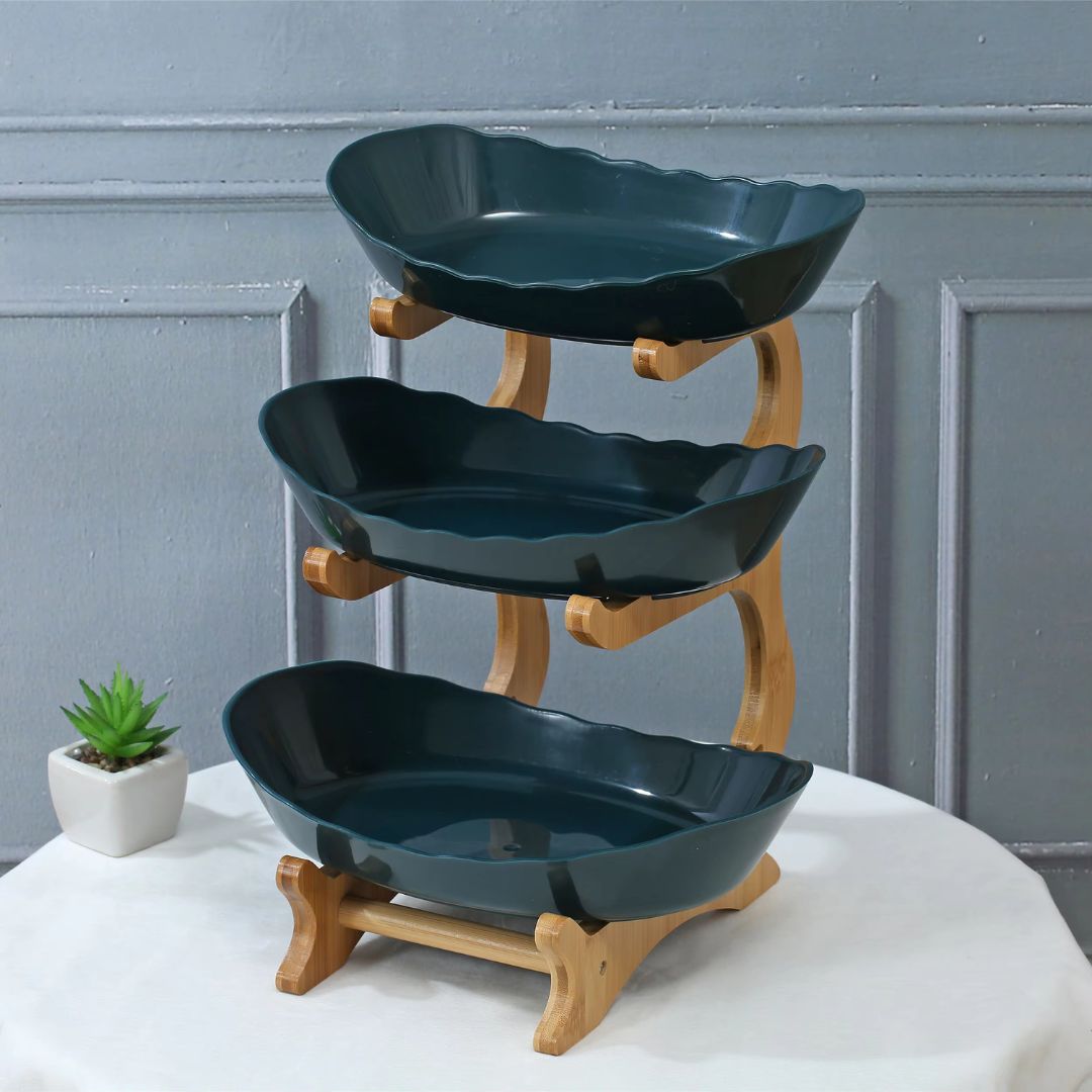 Fruit Holder – Wood 2/3 Tier Stand, Table Organizer, Multi-Purpose Storage for Fruits, Snacks & Vegetables