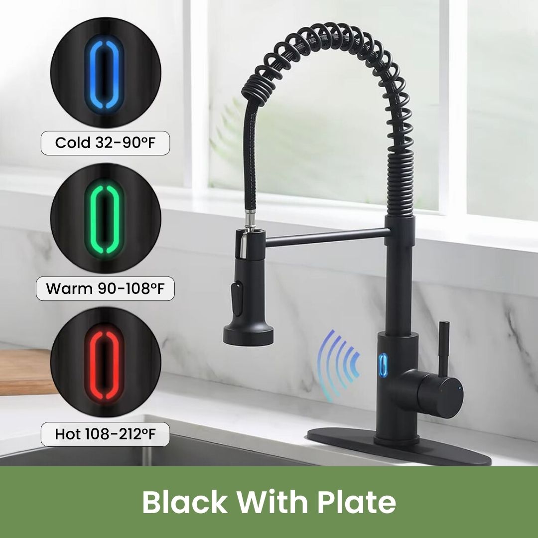 Hands-Free Kitchen Faucet with LED Light & Motion Sensor Activation