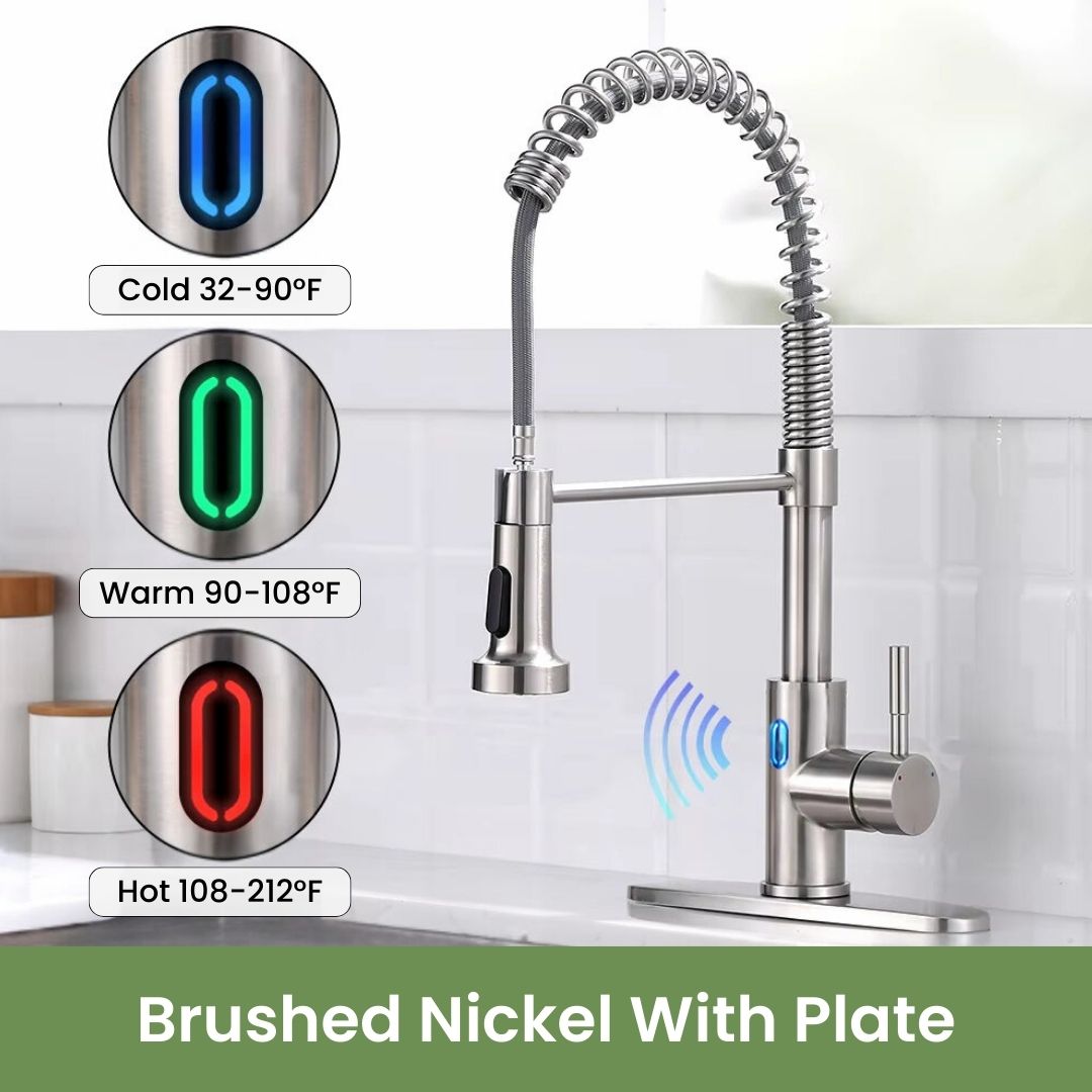 Hands-Free Kitchen Faucet with LED Light & Motion Sensor Activation