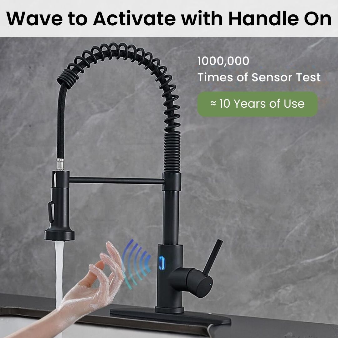 Hands-Free Kitchen Faucet with LED Light & Motion Sensor Activation