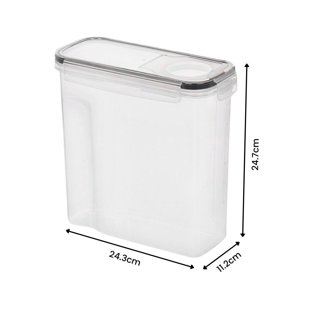 Cereal Container - 3-Piece Transparent Airtight Kitchen Storage Set for Dry Food, Bulk Goods and Pantry Organization