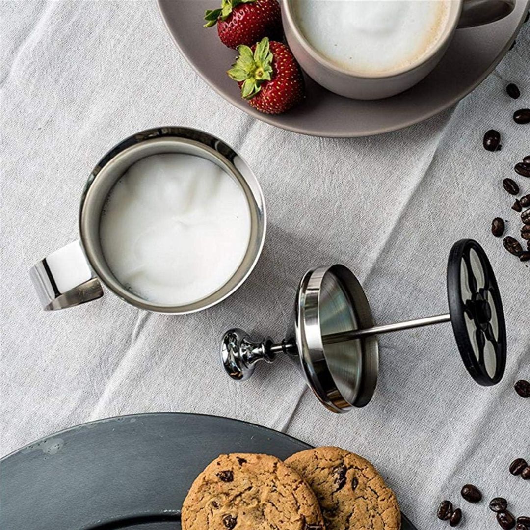 Manual Milk Frother - Handheld Blender for Frothing and Mixing