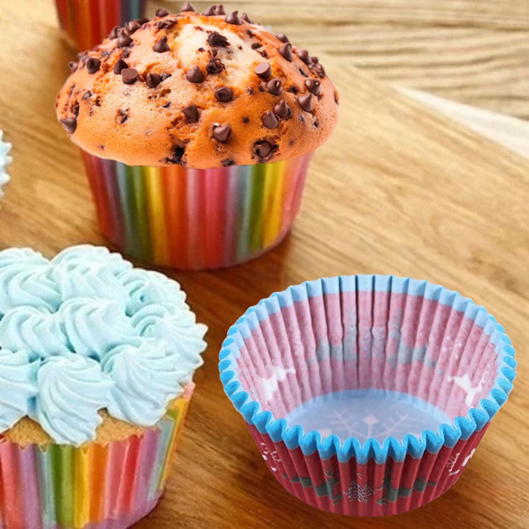 Muffin Cups - Mini Paper Baking Dishware for Cakes, Muffins and Cupcakes