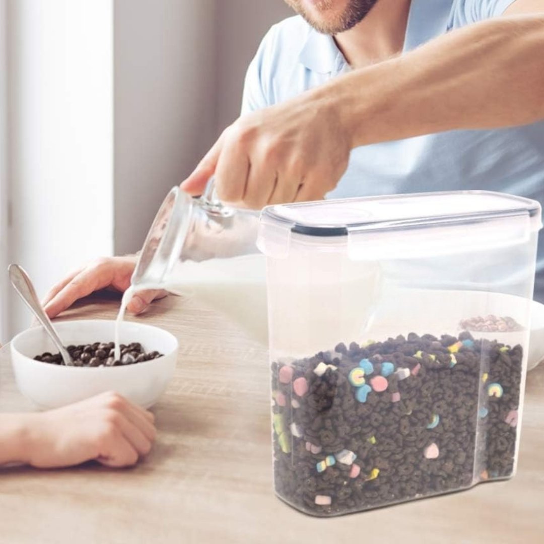Cereal Container - 3-Piece Transparent Airtight Kitchen Storage Set for Dry Food, Bulk Goods and Pantry Organization