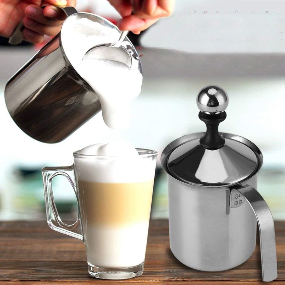 Manual Milk Frother - Handheld Blender for Frothing and Mixing