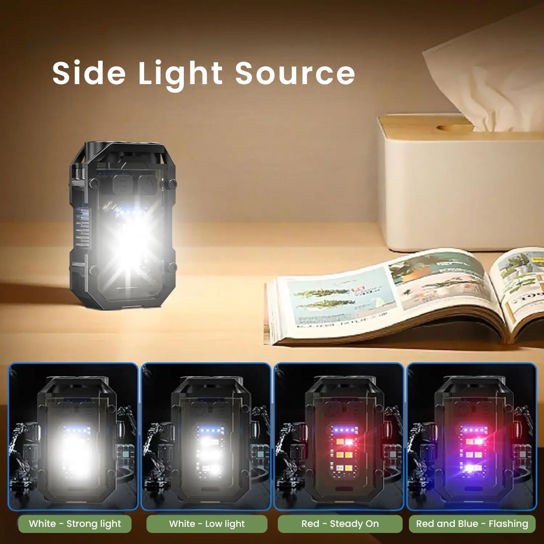 Small Rechargeable Flashlight - Best keychain LED torch with magnetic clip and COB light